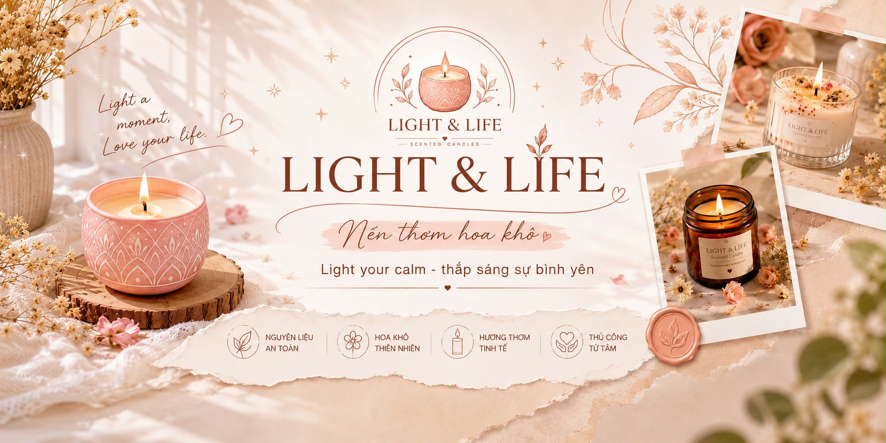 Nến thơm hoa khô Light Life