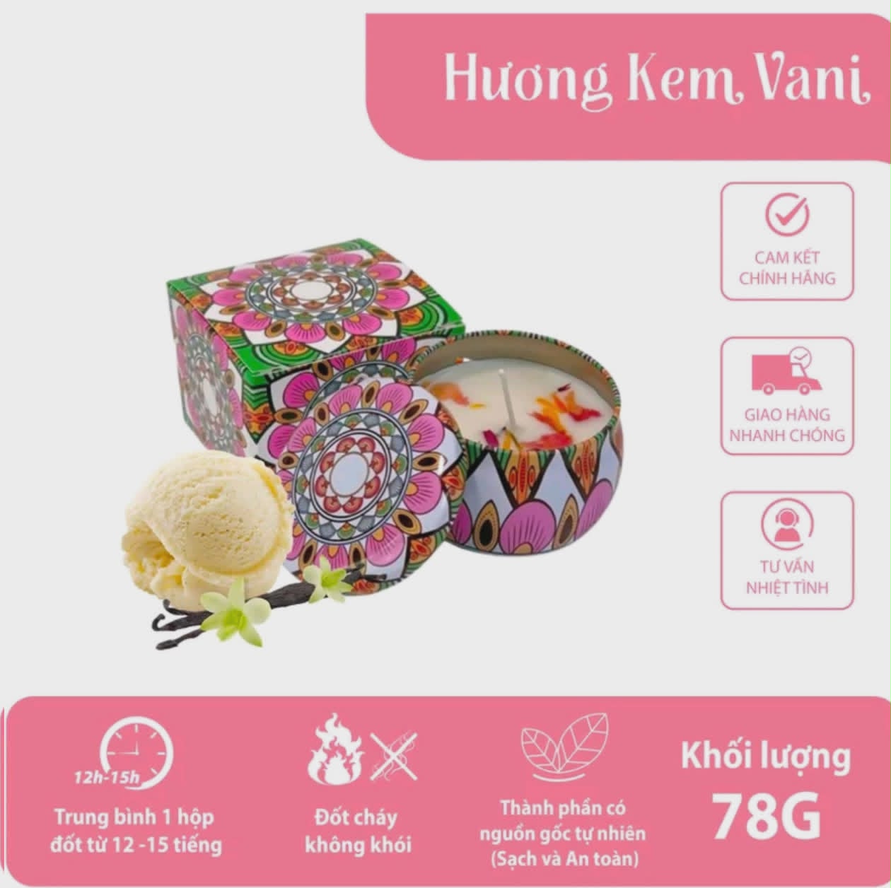 Nến thơm Kem Vani