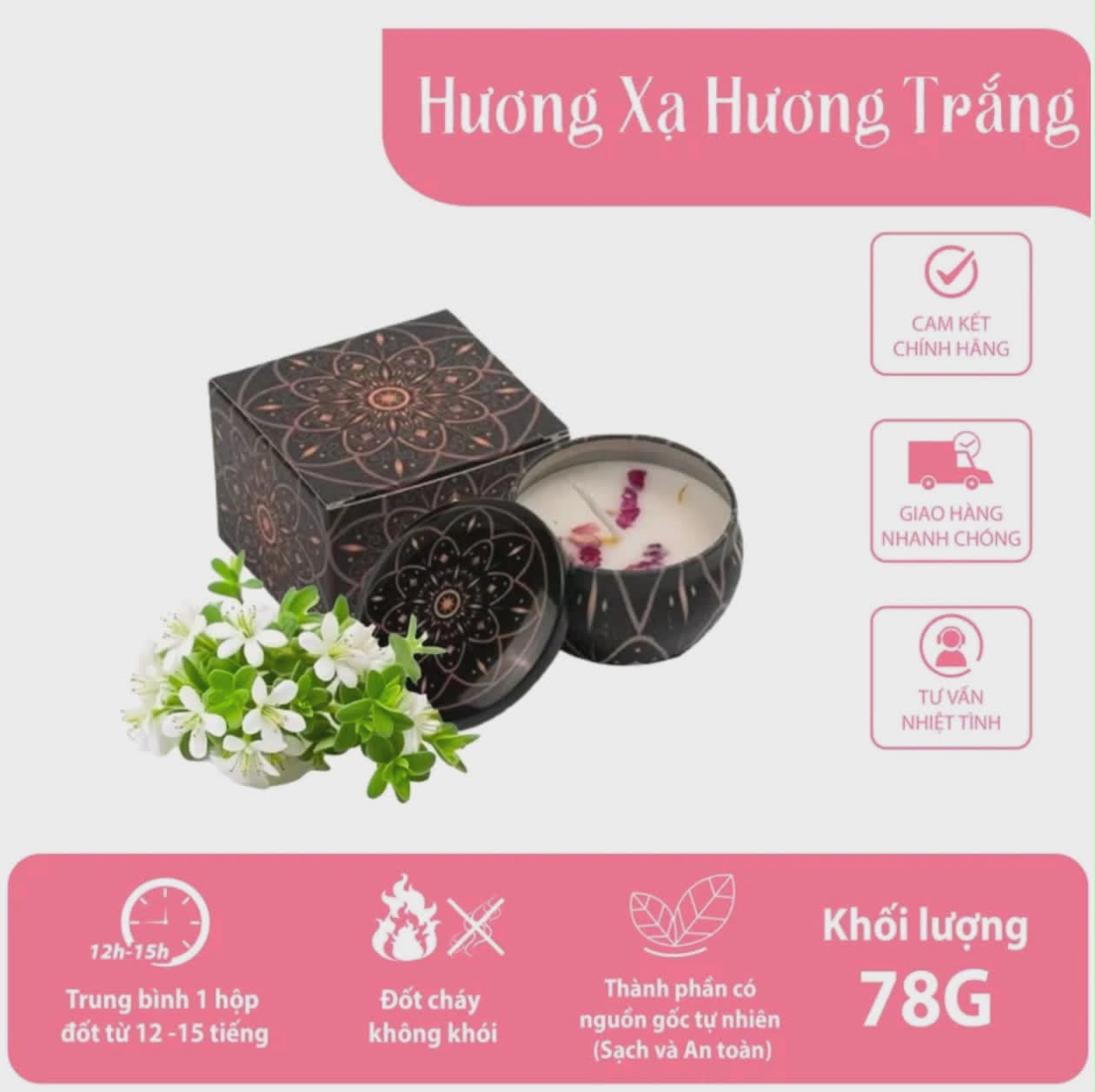 Nến thơm Xạ Hương Trắng